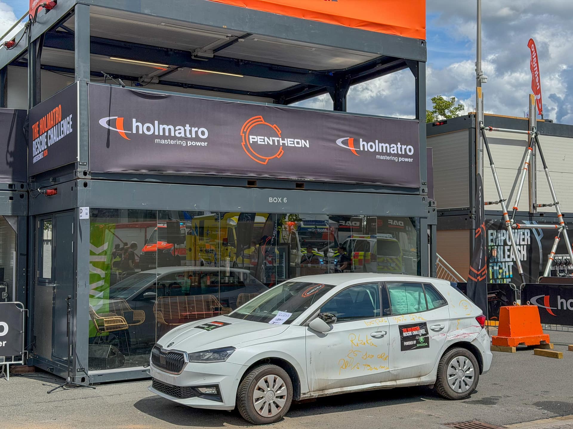 Dubbeldeks outdoor beursstand, Interschutz Hannover